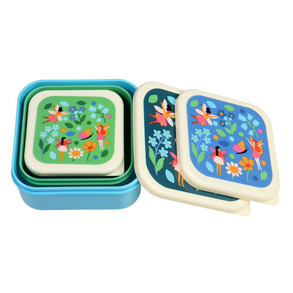 2x 3pc Rex London Kids Plastic Snack Box Square Set - Wild Wonders