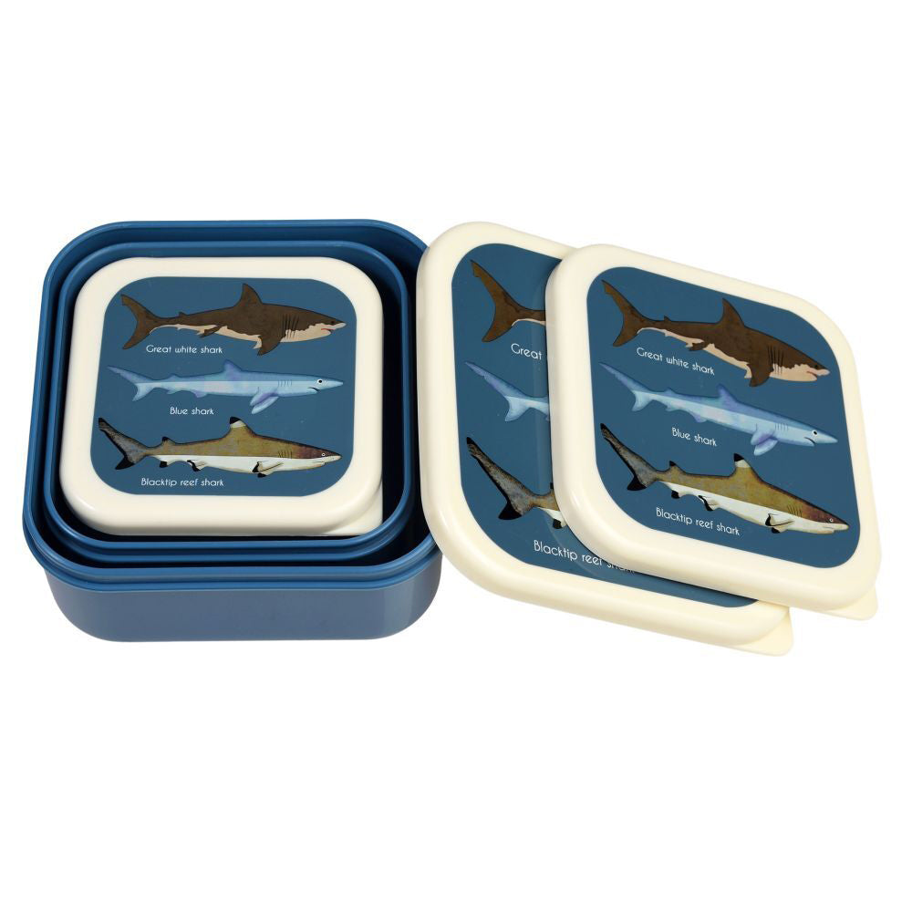 2x 3pc Rex London Kids Plastic Snack Box Square Set - Wild Wonders