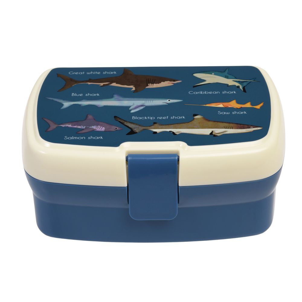 2PK Rex London Kids Plastic Lunch Box Rectangle 17x13cm - Sharks