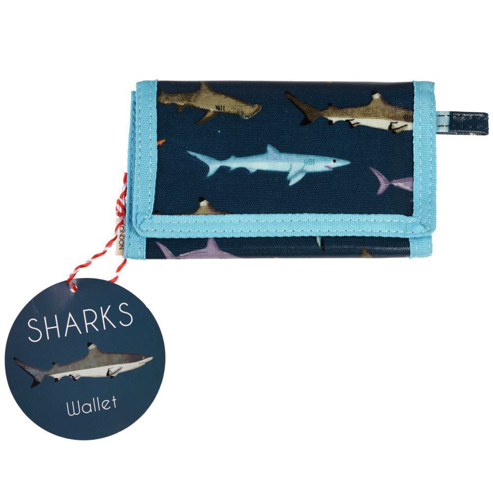 2PK Rex London Kids/Childrens Wallet Trifold 24.5x13.5cm - Sharks