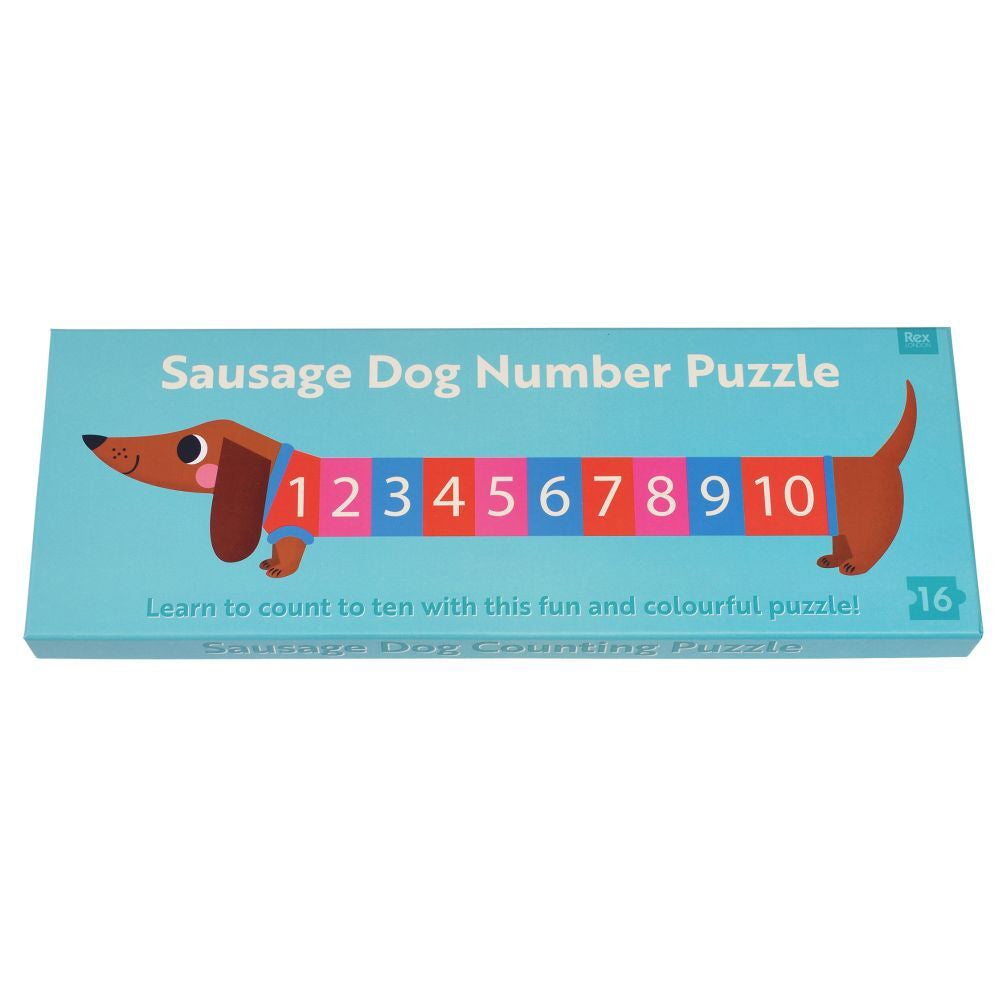 16pc Rex London 95x25cm Sausage Dog Number Jigsaw Floor Puzzle 3y+