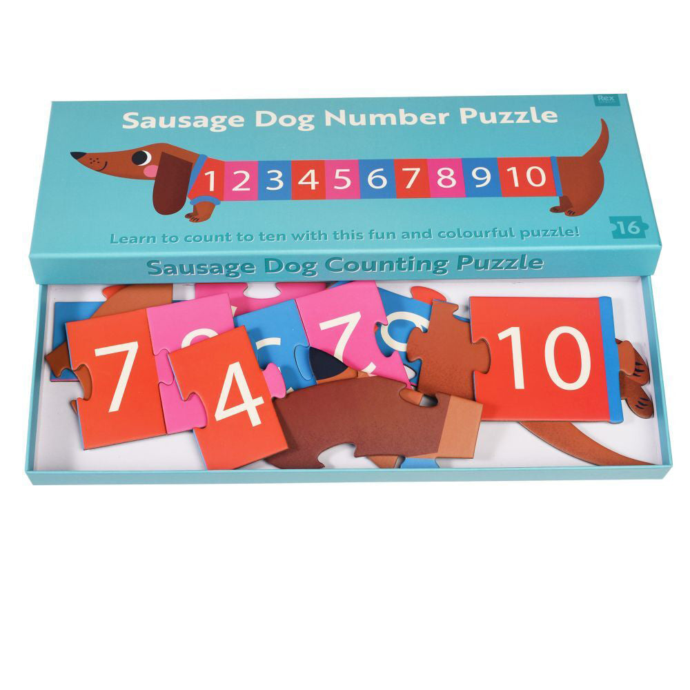 16pc Rex London 95x25cm Sausage Dog Number Jigsaw Floor Puzzle 3y+