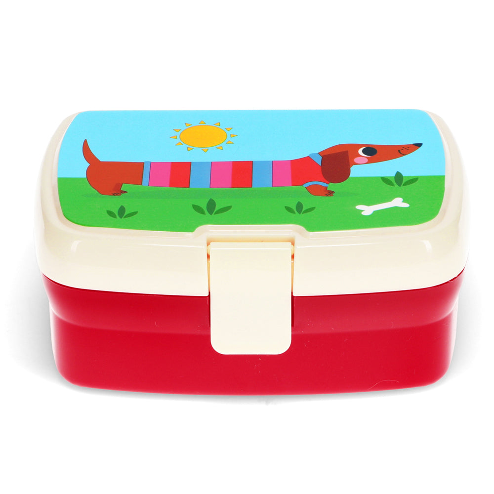 2PK Rex London Kids Plastic Lunch Box Rectangle 17x13cm - Sausage Dog