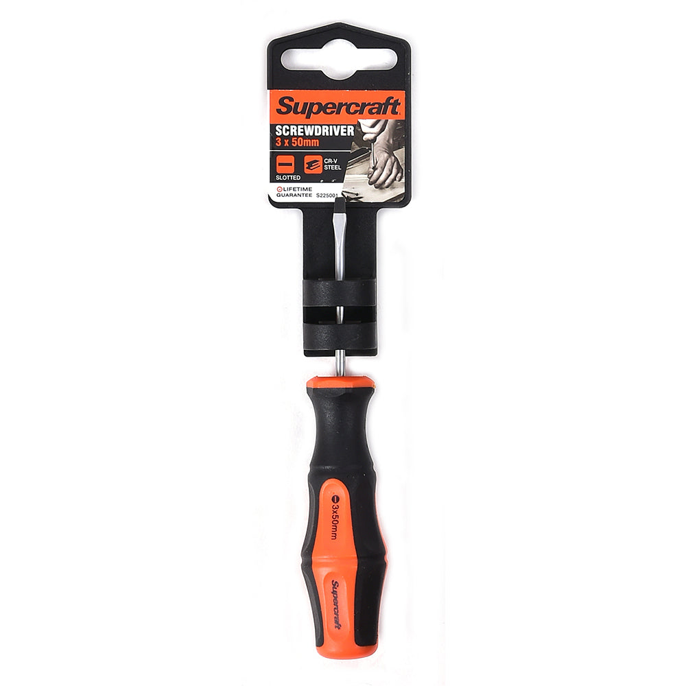 2PK Supercraft CR-V Steel Screwdriver Slotted/Flat Head 3x50mm
