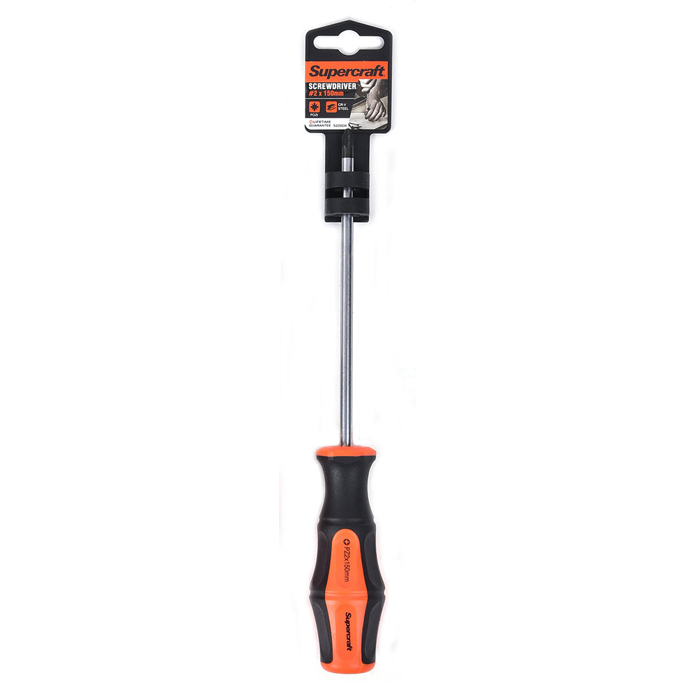 2PK Supercraft CR-V Steel Screwdriver Pozi Head #2 6x150mm