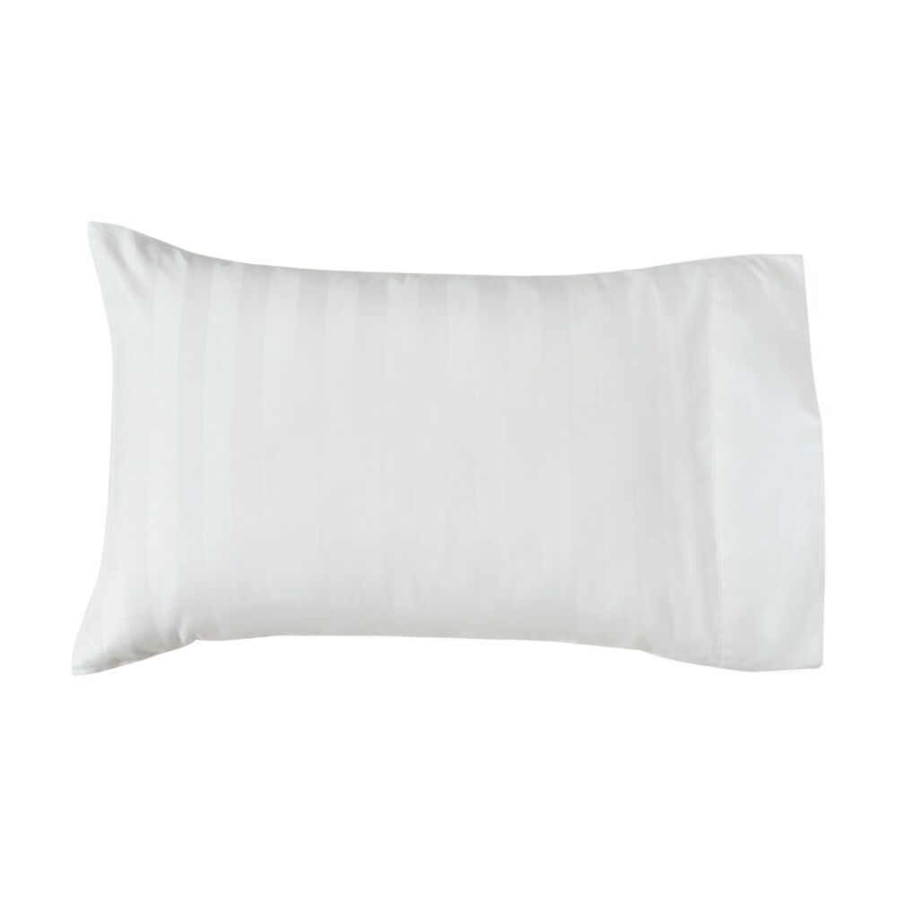 2pc Grosvenor House 500TC Cotton Hotel Stripe Standard Pillowcases White