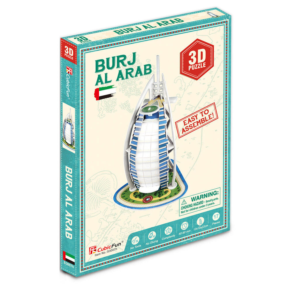 2pc Cubic Fun Burj Al Arab and Taj Mahal Building Kids/Childrens 3D Puzzles 8y+