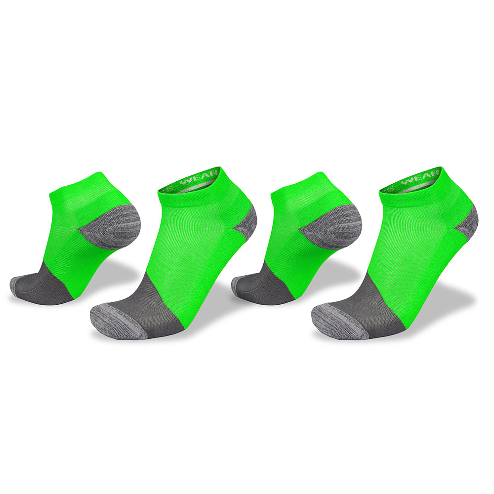 2PK Wilderness Wear Active Bamboo Runner AU 3-8 Lime Charcoal Socks