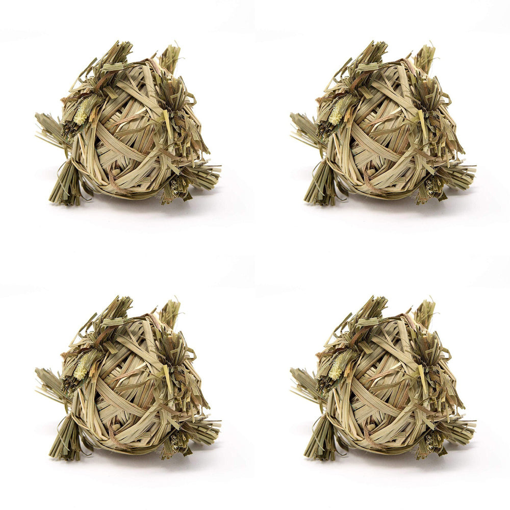 4PK Nature Island Crazy Hay Ball Rabbit/Guinea Pig Small Pet Chew/Play Toy Natural