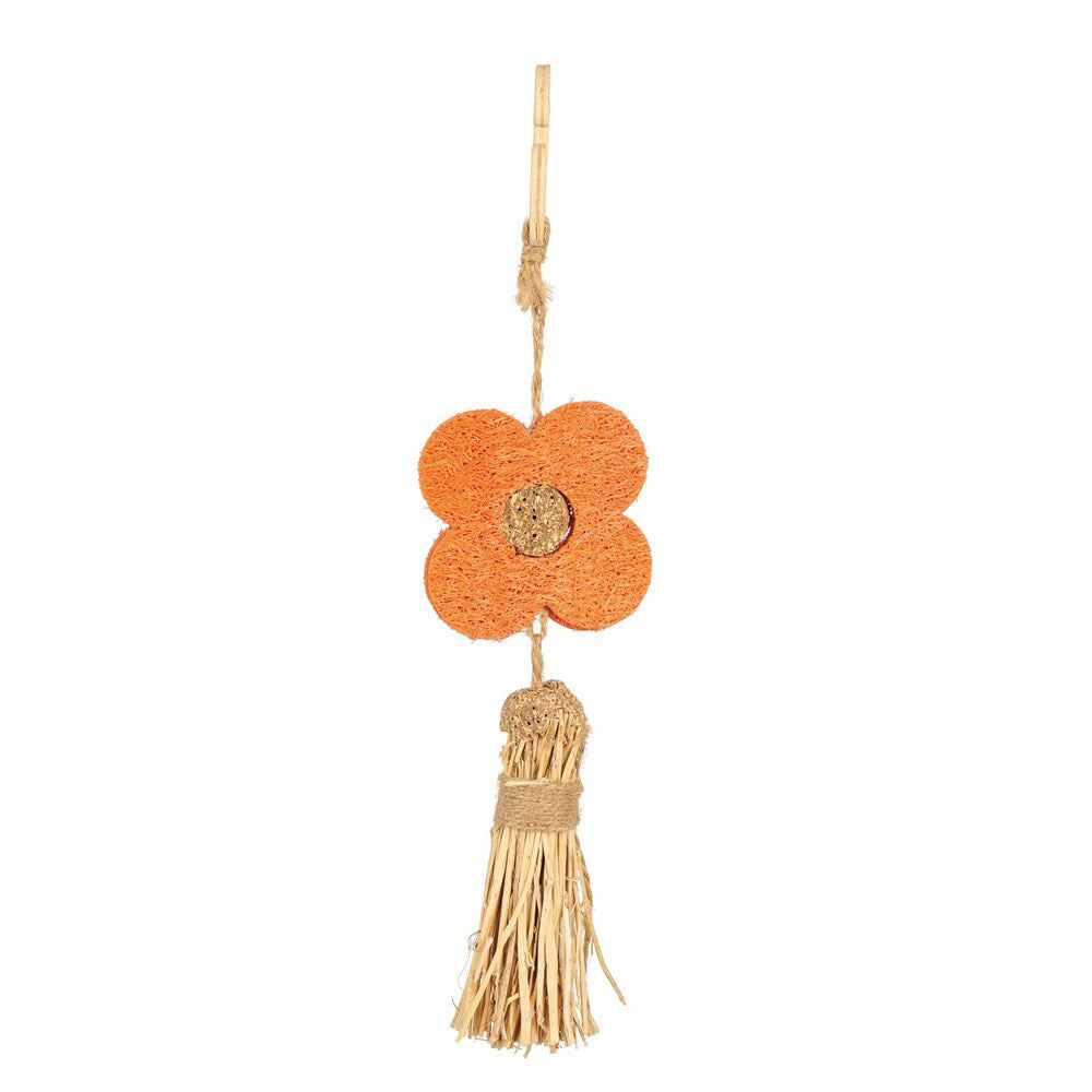 3PK Nature Island Loofah Flower Chew/Gnaw Rabbit/Guinea Pig Pet Activity Toy Orange
