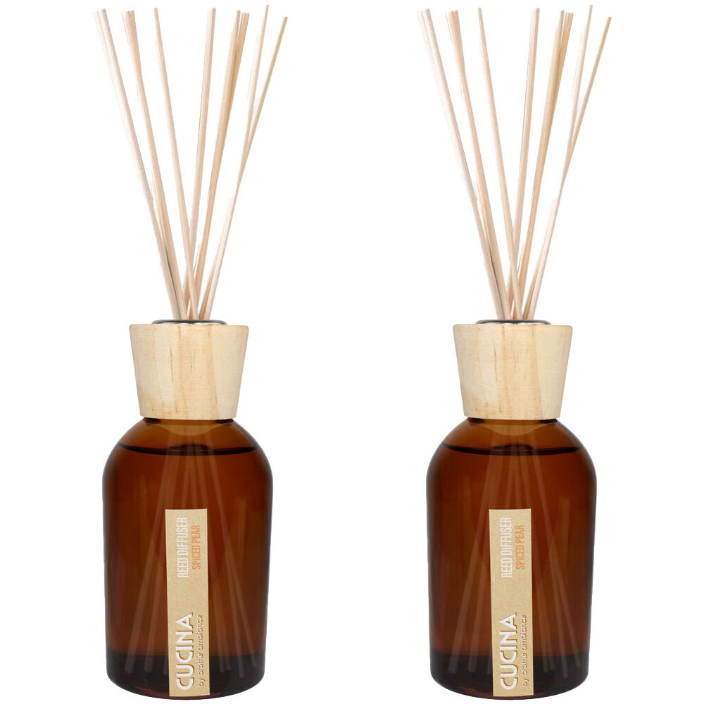 2PK Arome Ambiance Cucuna Diffuser Spiced Pear Fragrance Oil w/ 8 Reeds 200mL
