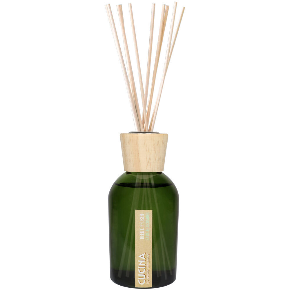 2PK Arome Ambiance Cucuna Diffuser Basil & Cucumber Fragrance Oil w/ 8 Reeds 200mL