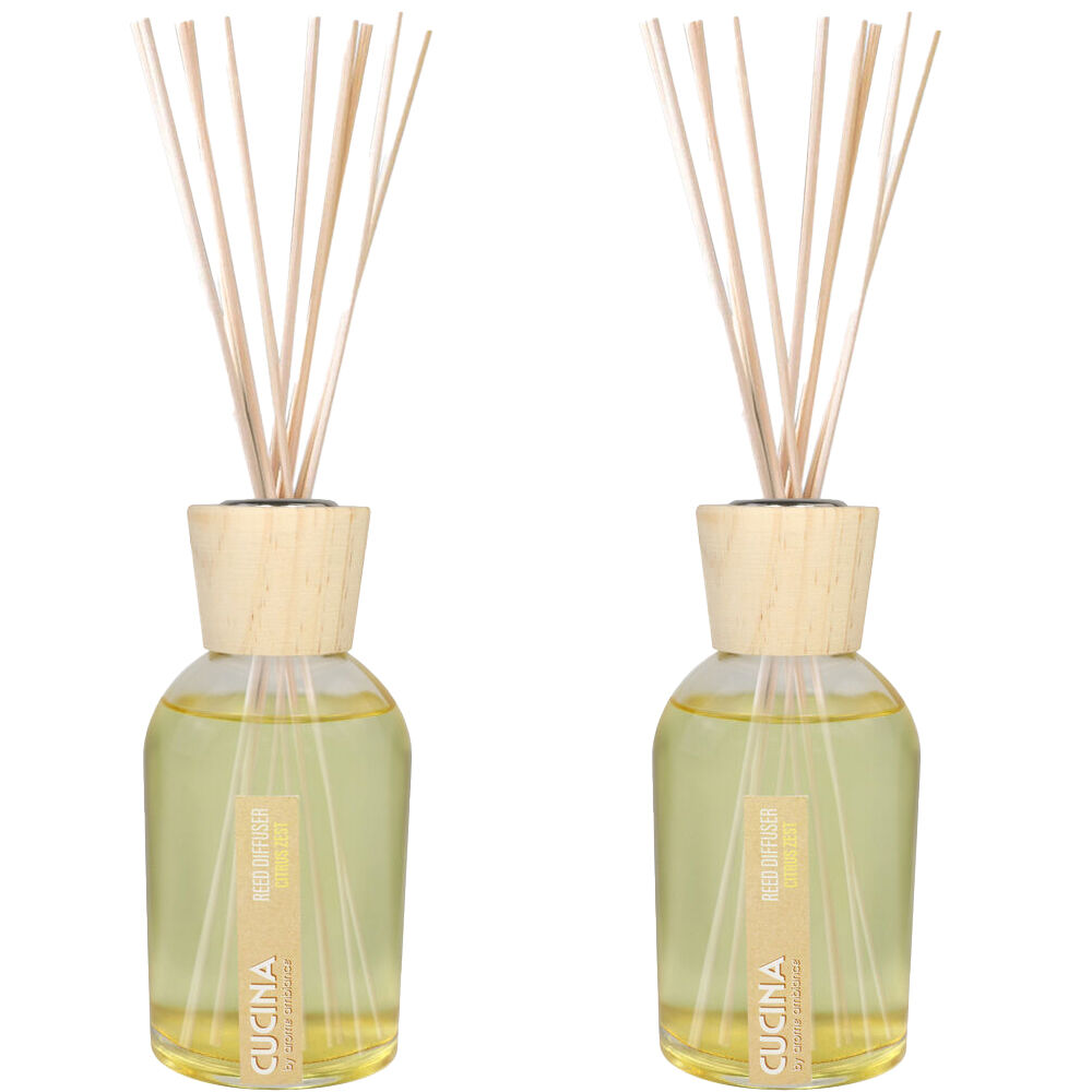 2PK Arome Ambiance Cucuna Diffuser Citrus Zest Fragrance Oil w/ 8 Reeds 200mL