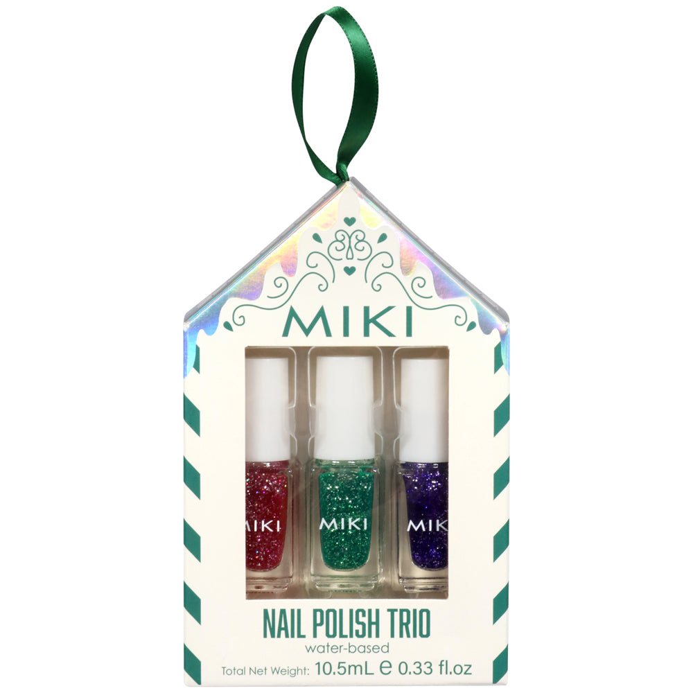 9pc Miki 3.5ml Water-Based Red/Pink/Blue Nail Polish Trio Set