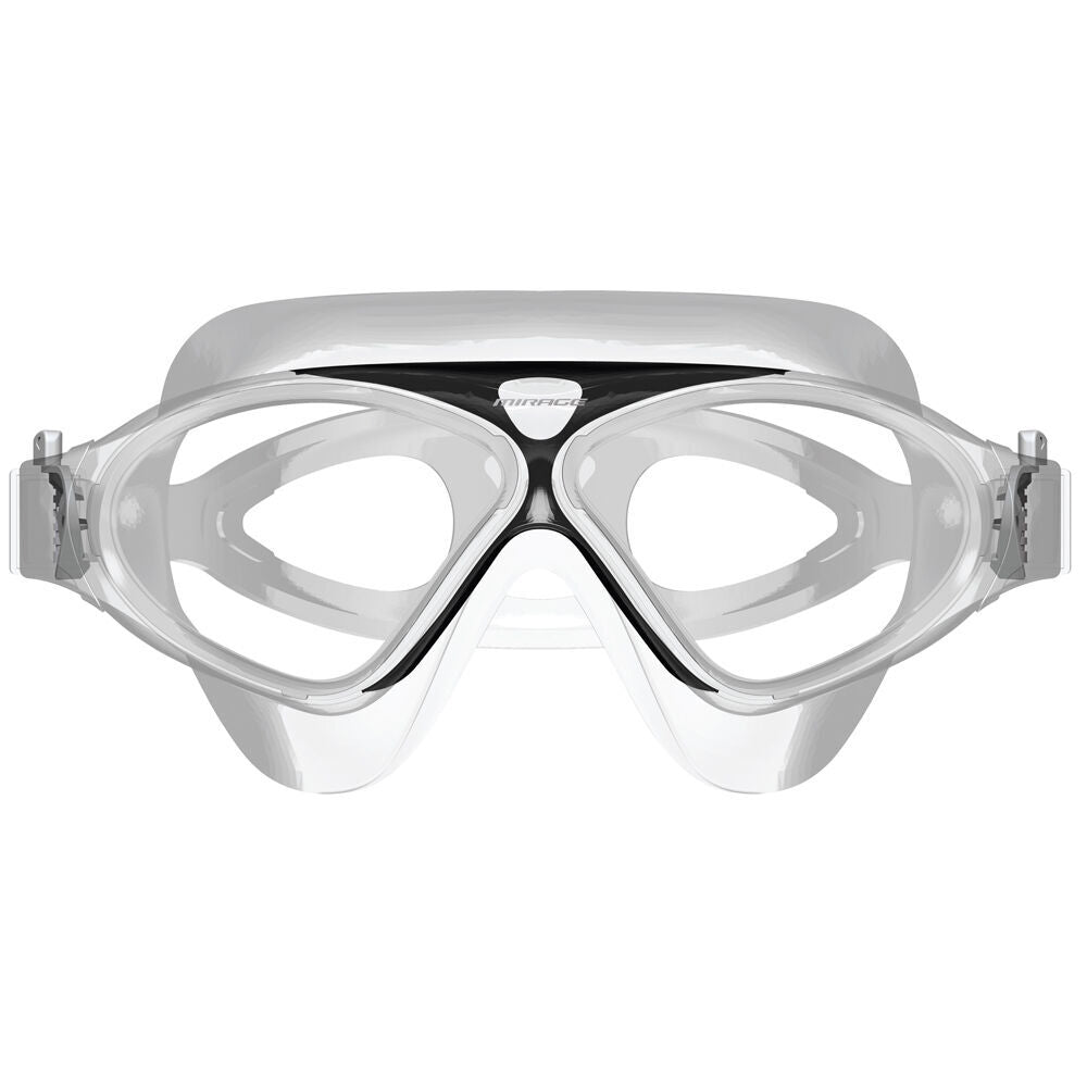 2PK Mirage Adult Lethal Oversized Silicone Swimming Goggles Clear/Black