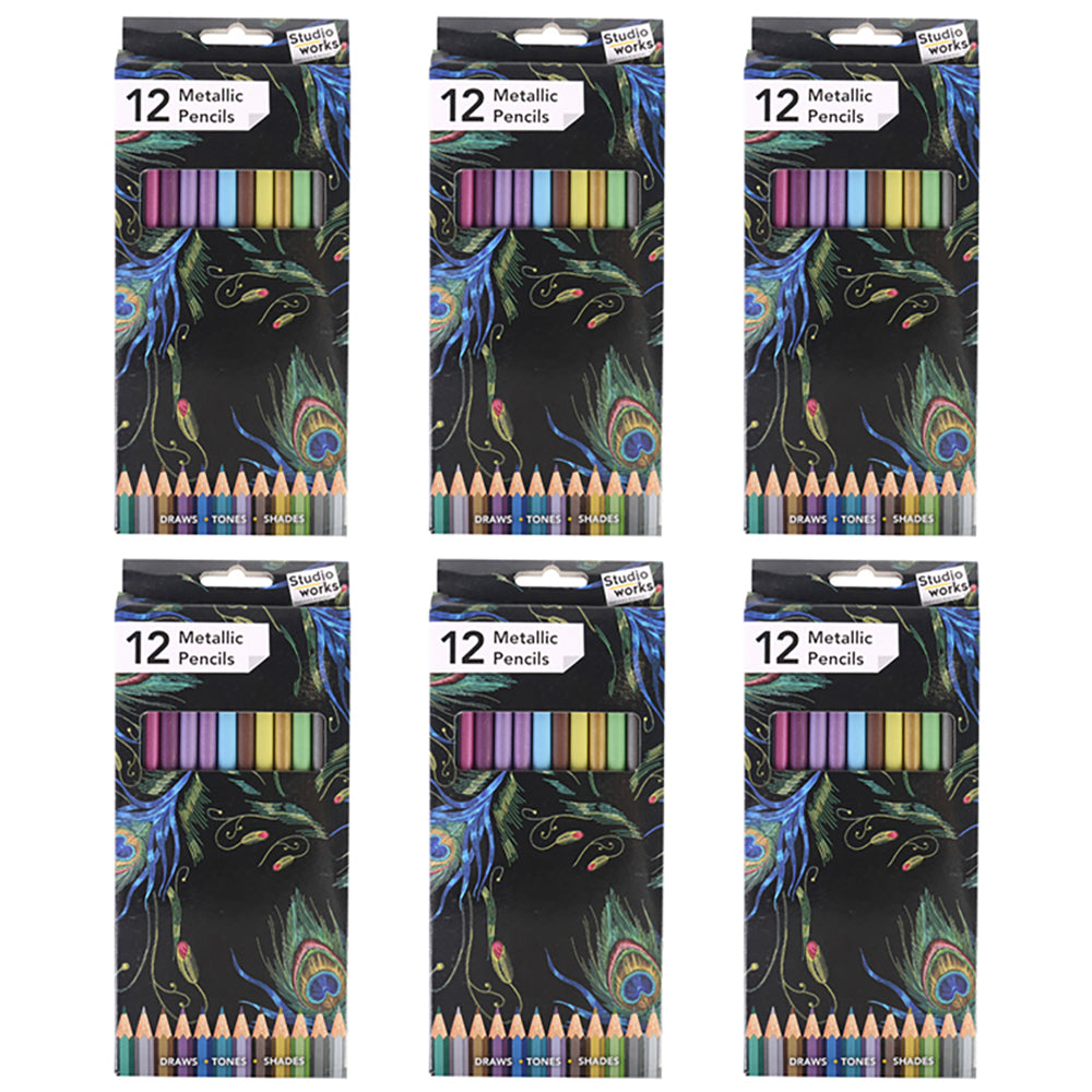 6x 12pc Studio Works Metallic Artists Pencils 12 Assorted Colors