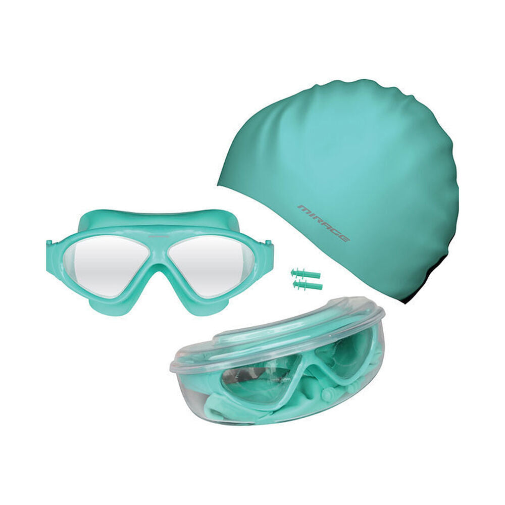 2PK Mirage Bondi Ocean Goggles/Swim Cap/Ear Plugs Swimming Pack Aqua