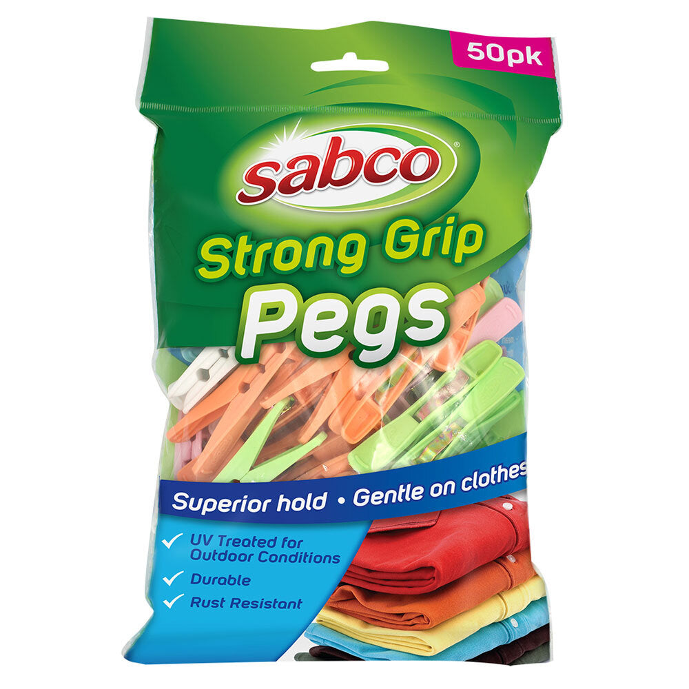 2 x 50pc Sabco Strong Grip Pegs Multicoloured