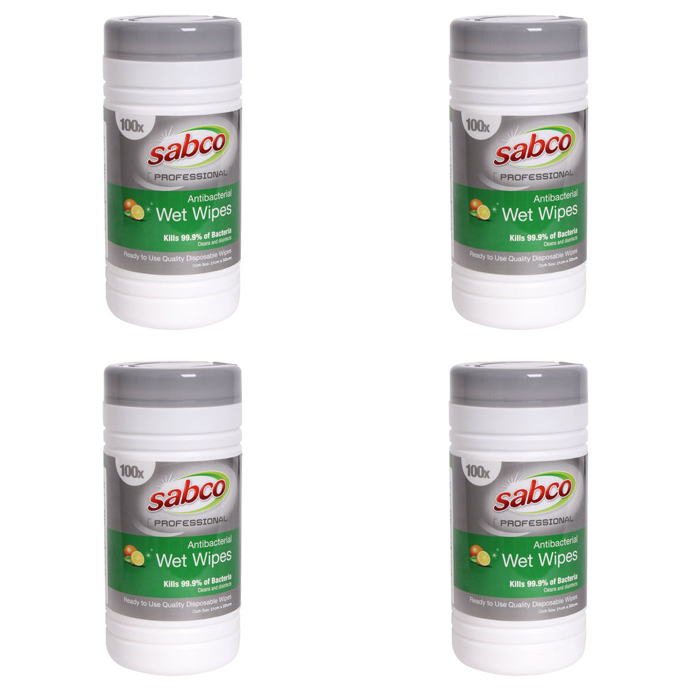 400pc Sabco Professional 21x22cm Antibacterial Wet Wipes Cleaner