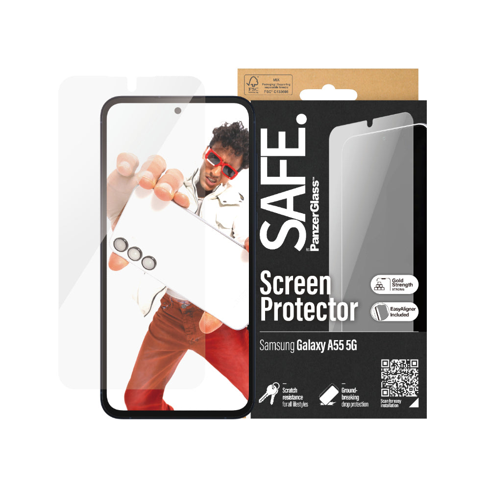 2PK PanzerGlass SAFE UltraWide Fit Screen Protector For Samsung Galaxy A55