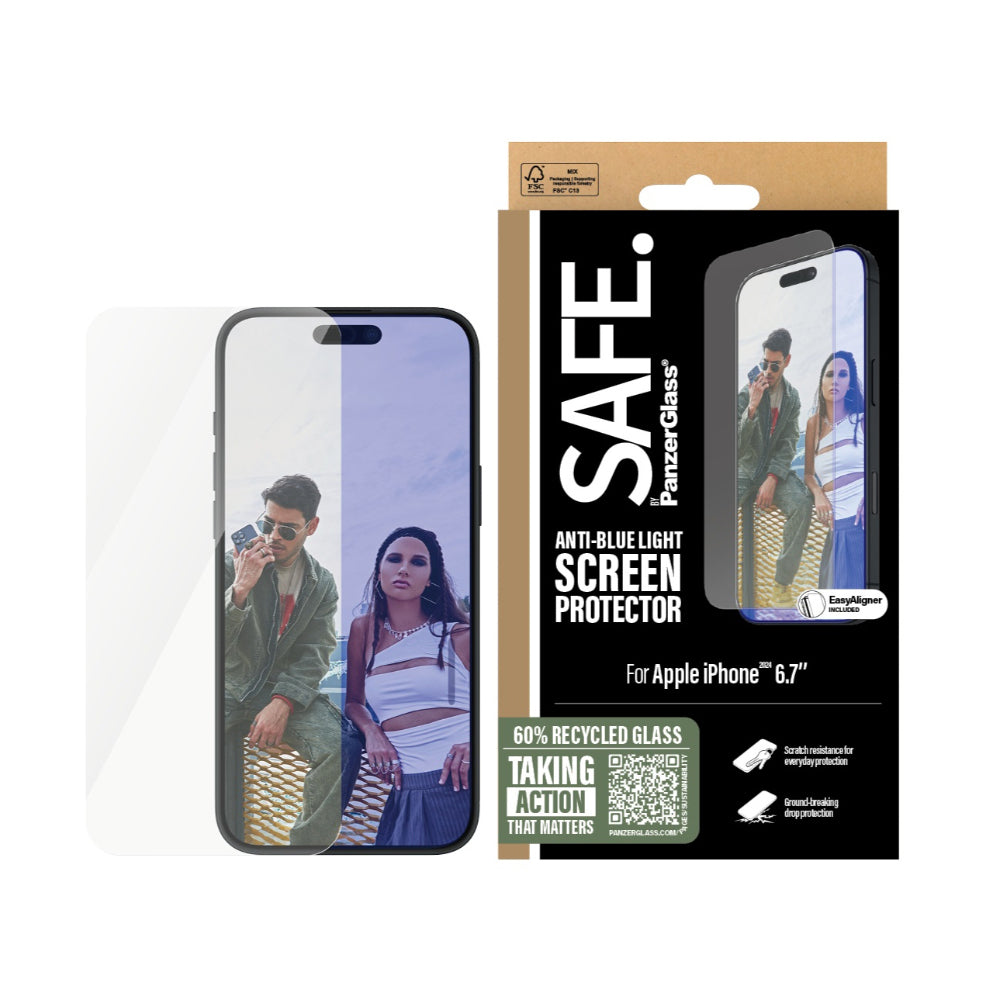 PanzerGlass SAFE UltraWide Fit EyeCare Screen Protector For iPhone 16 Plus