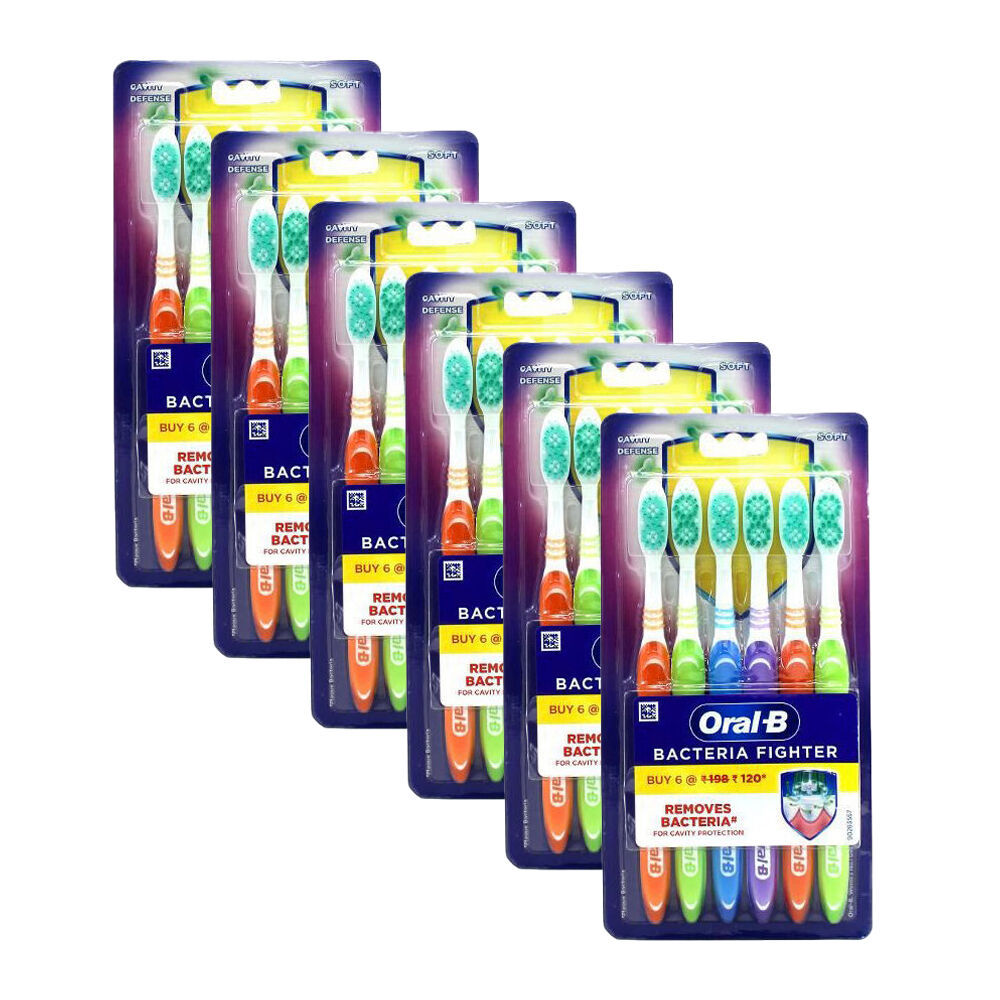 6x 6pc Oral B Bacteria Soft Standard Toothbrush Dental Care