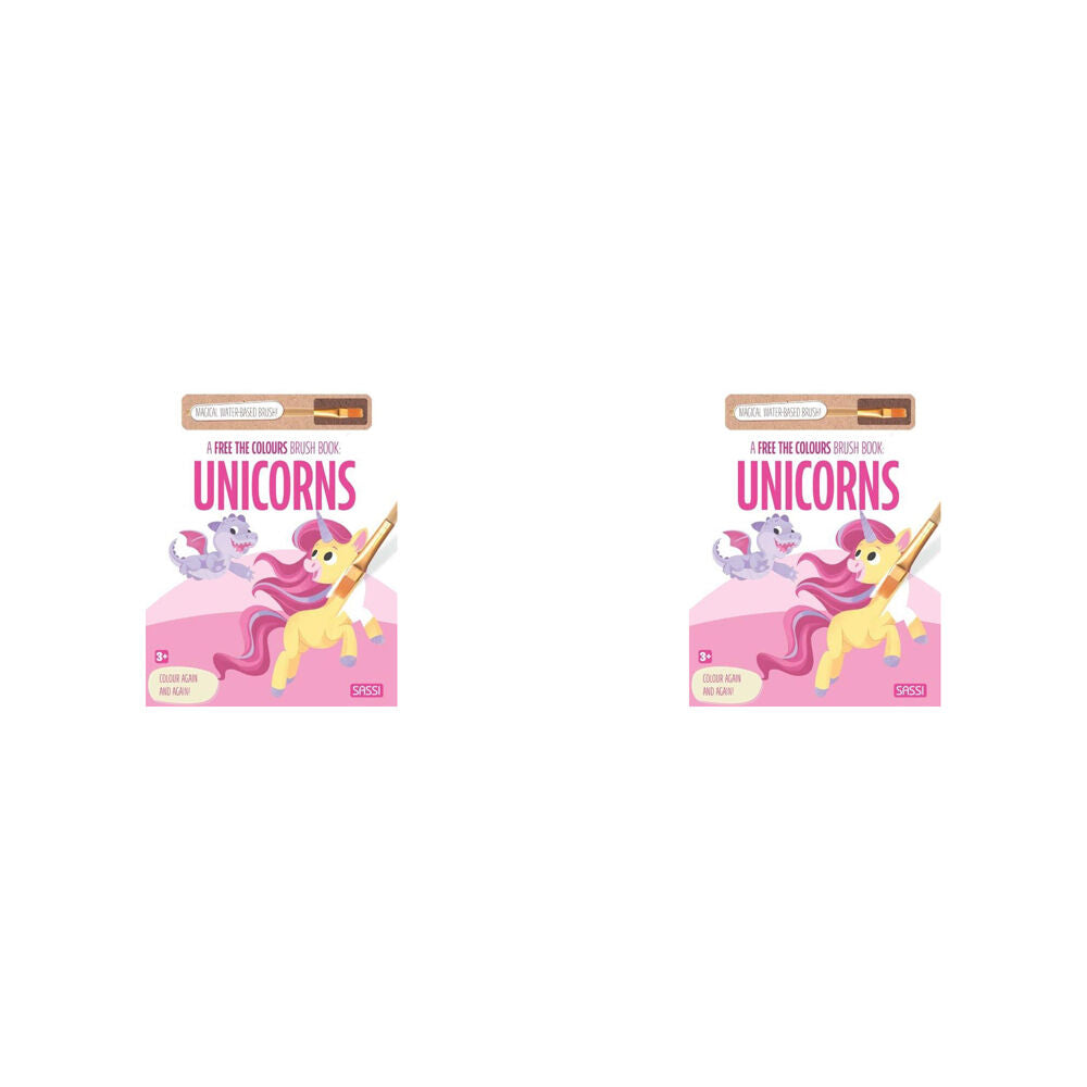 2PK Sassi Free the Colours Reusable Paint Brush Book - Unicorns 3y+