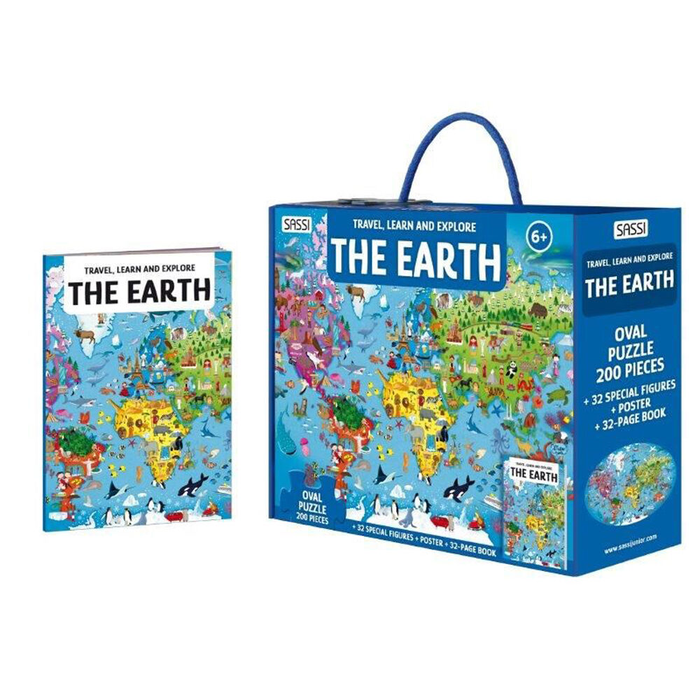 200pc Sassi Travel Learn Explore The Earth Kids Educational Puzzle Book 2024 6y+