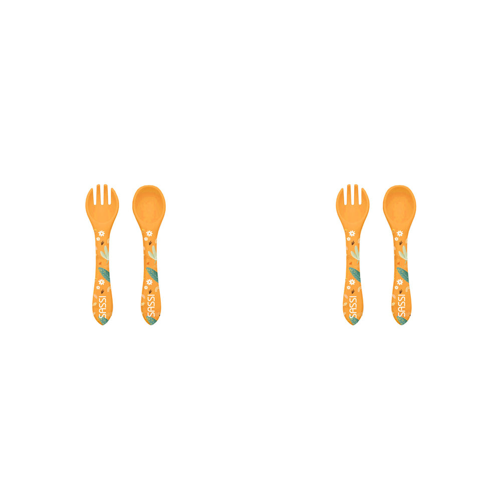 2PK Sassi Silicone Cutlery Set Chompy The Lion Baby/Childrens Tableware 6m+