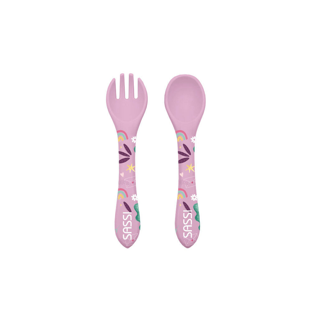 2PK Sassi Silicone Cutlery Set Sparkly The Unicorn Baby/Childrens Tableware 6m+