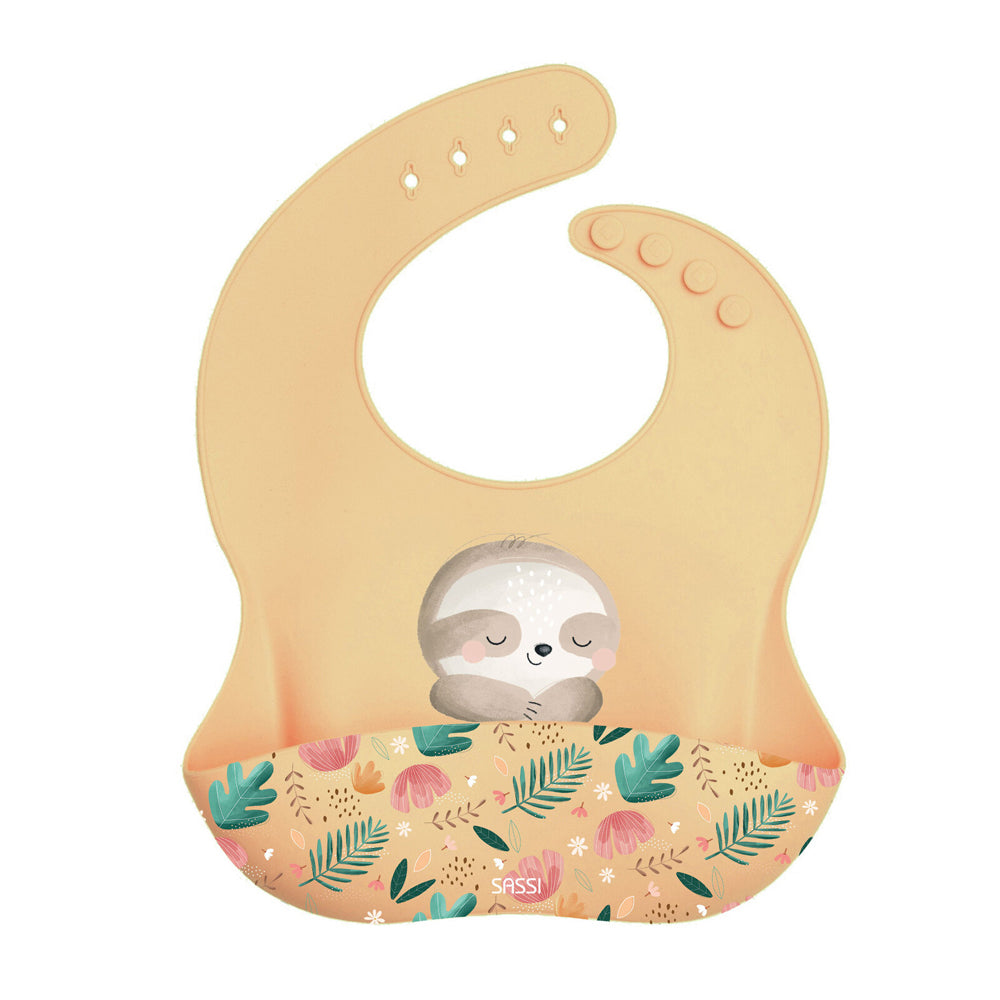 2PK Sassi Silicone Bib Gnawy The Sloth Baby/Childrens Tableware 6m+