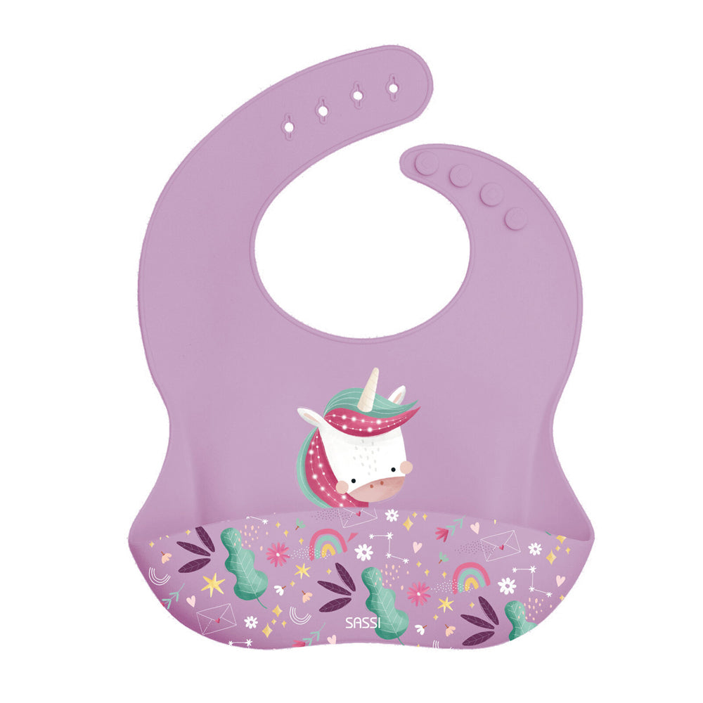 2PK Sassi Silicone Bib Sparkly The Unicorn Baby/Childrens Tableware 6m+