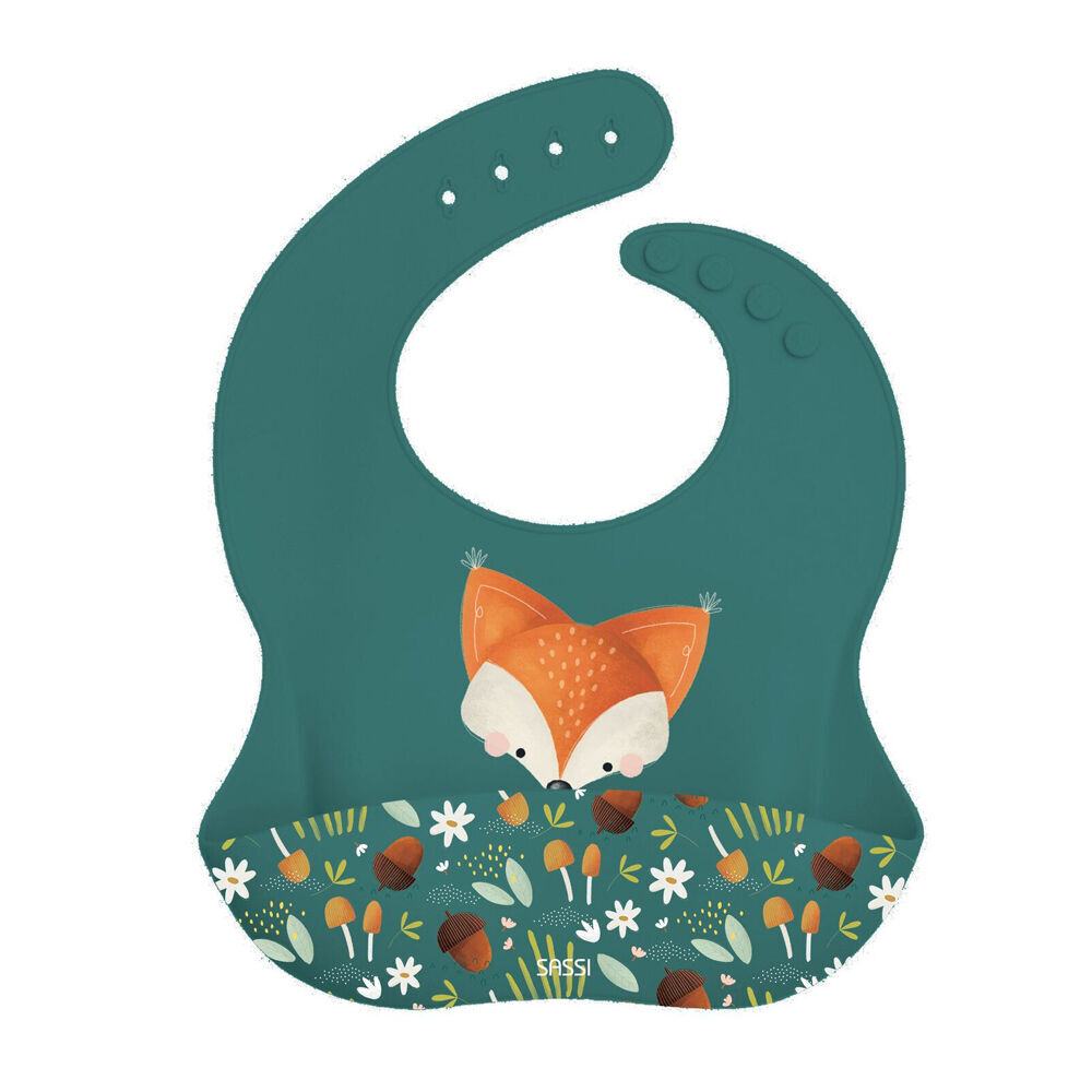 2PK Sassi Baby/Toddler Waterproof Silicone Bib Food Catcher Crunchy The Fox 6m+