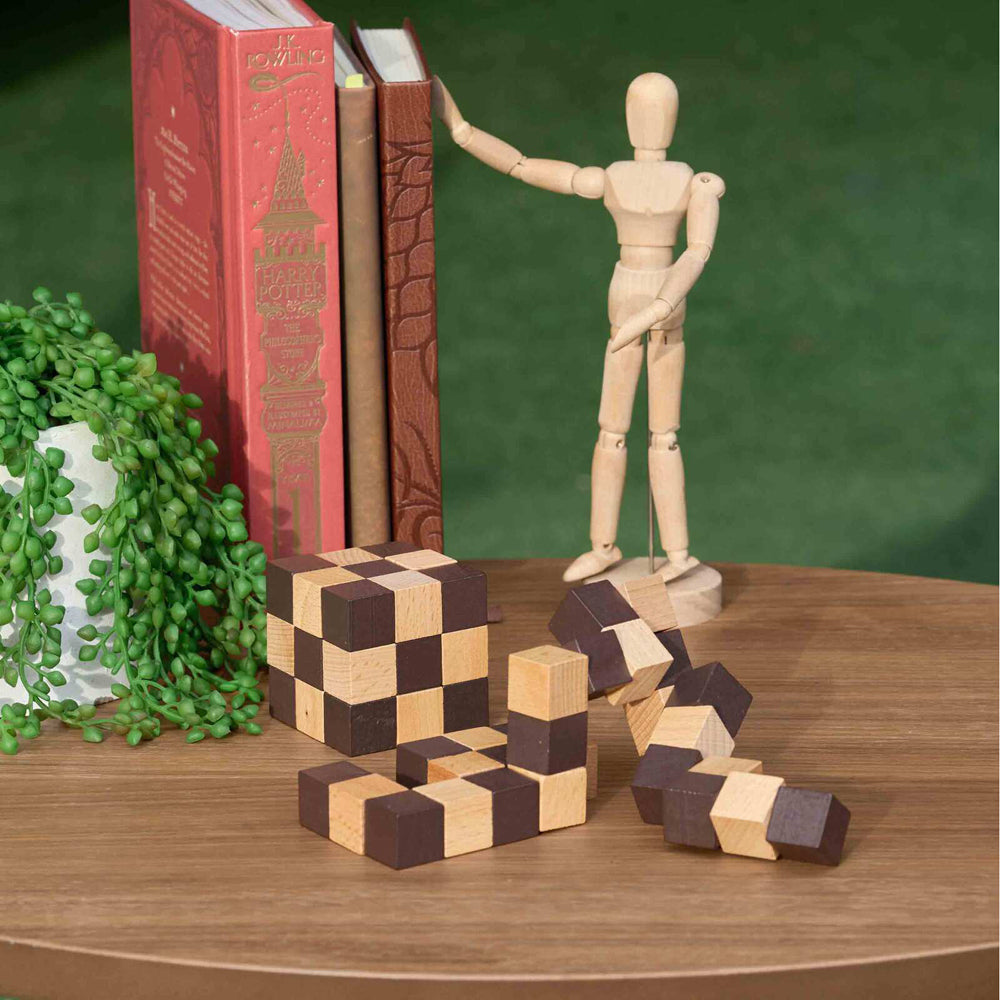 4PK Smart Brain Snake Wood Cube Puzzle Solving Kids Toy