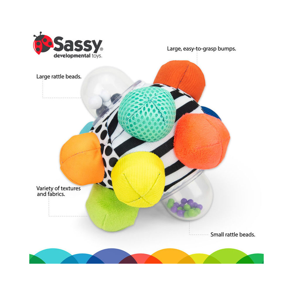 Sassy Baby Bumpy Ball Rattle Sensory Tactile Play Toy 6m+
