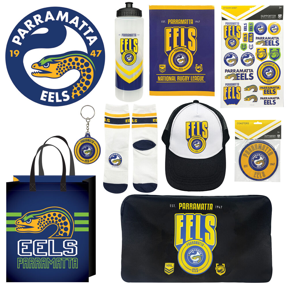 NRL Parramatta Eels Showbag 24 w/ Duffle Bag/Cap/Drink Bottle