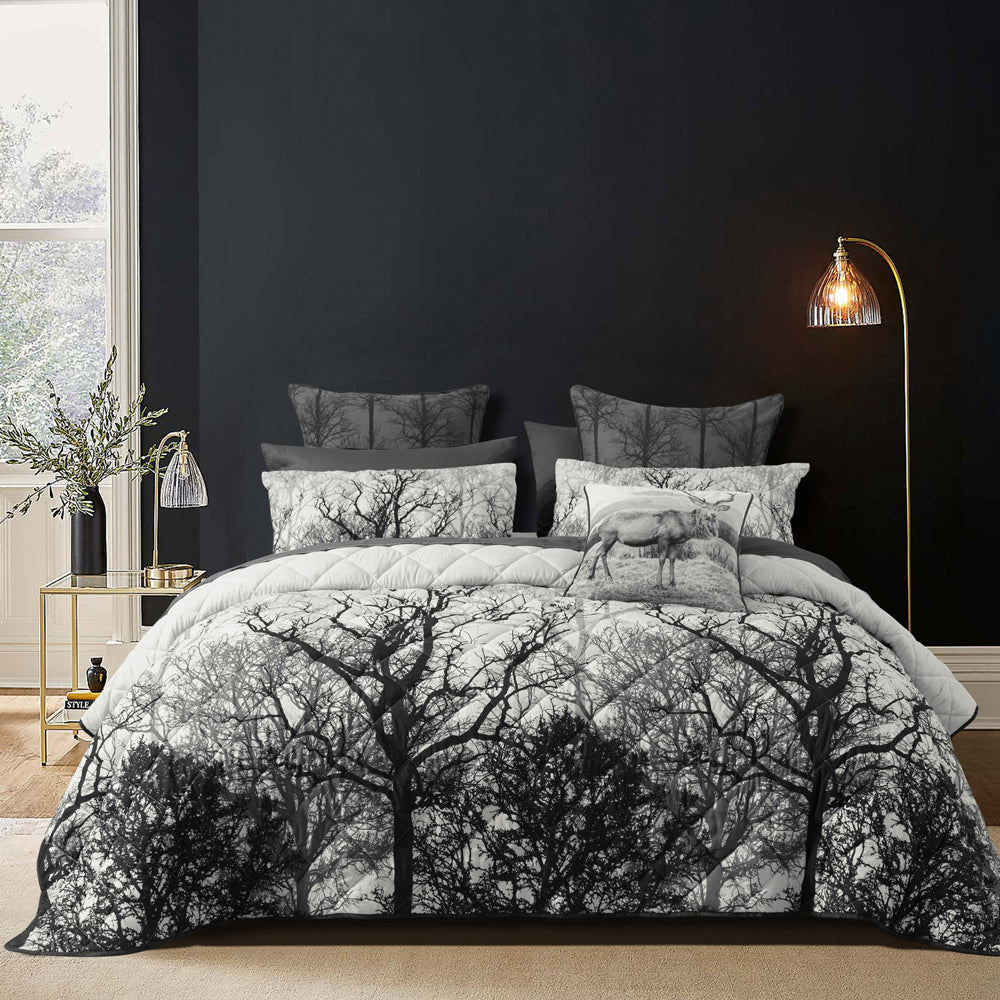 Bianca Boscage Polyester Black Nature Inspired Coverlet Set