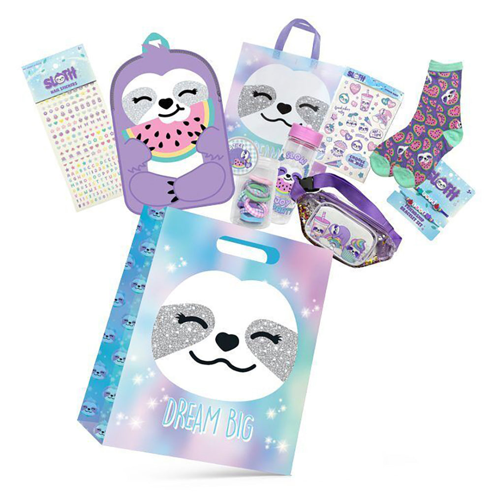 Sloth 23 Kids Showbag Backpack/Bracelet Set Drink Bottle