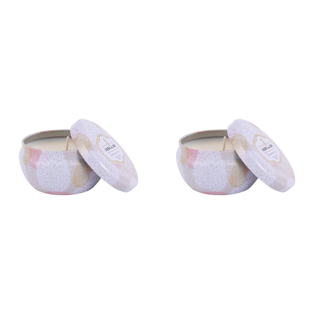 2PK The SOi Co Champagne Lily 9oz Decorative Tin Candles 9.5x9.5cm
