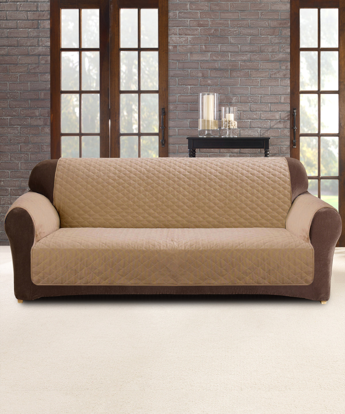 Custom Fit 2-Seater Sofa Cover Protector Dark Flax