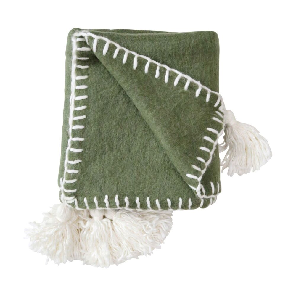 LVD Throw Blanket Stitch Bronze Green Decorative Home/Lounge Decor