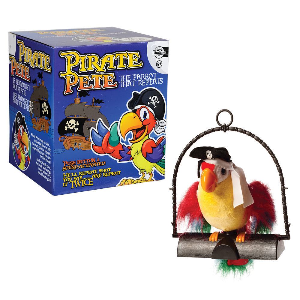 Funtime 22cm Pirate Pete The Repeat Parrot Hanging Interactive Toy 5y+