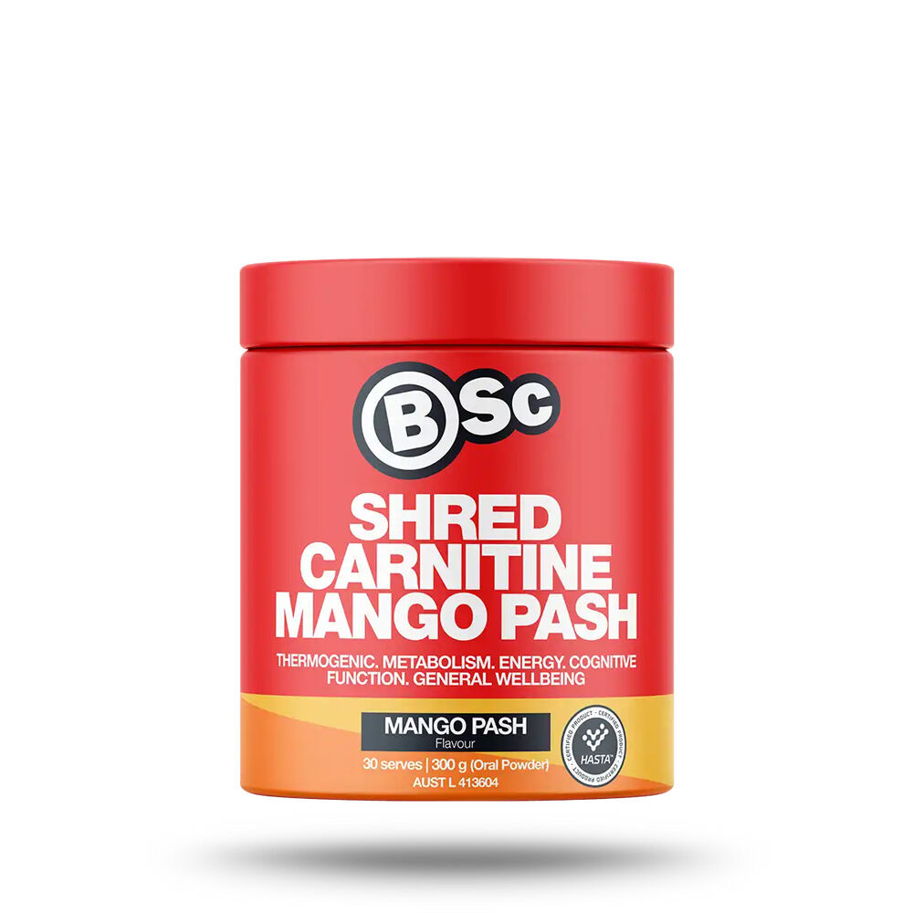 BSc Shred Carnitine 30 Serves Wellbeing Supplement 300g Mango Passionfruit