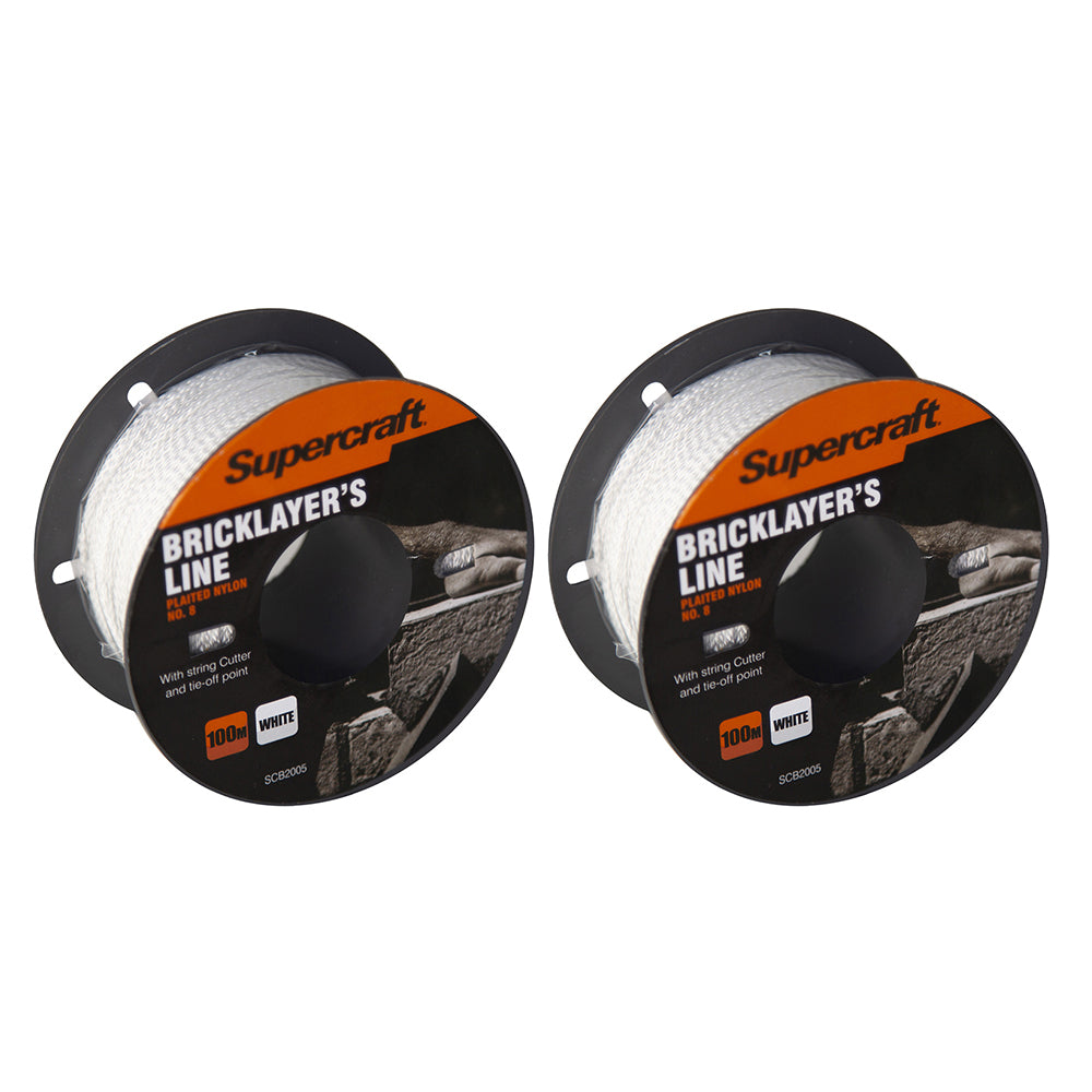 2PK Supercraft Brickline No8 100M White High Visibility Construction Tool