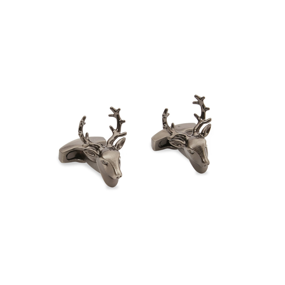 Simon Carter Mens Formal Suit Metal Stag Cufflink - Silver