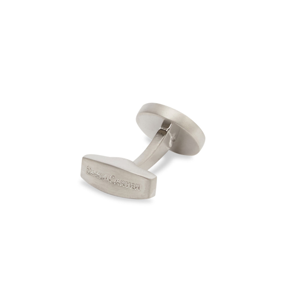 Simon Carter Mens Formal Suit Metal Navy Cufflink - Silver