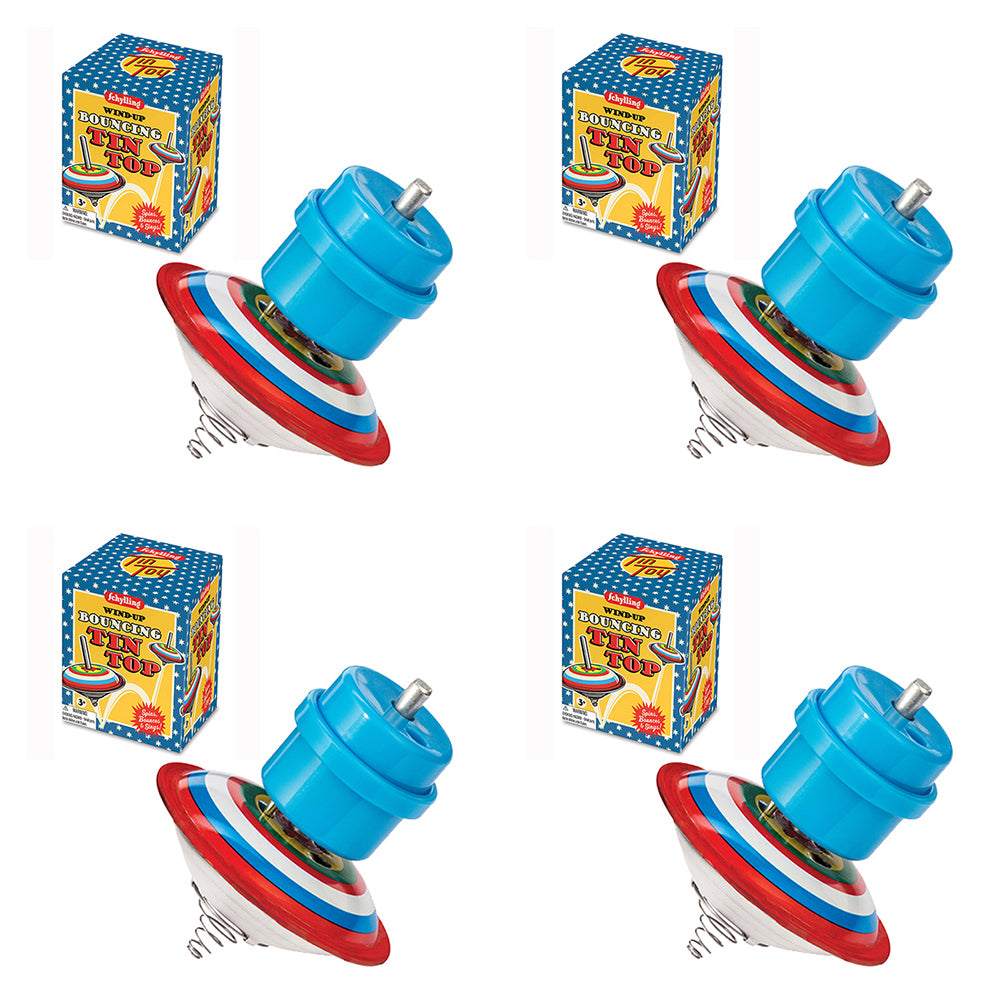 4PK Schylling Kids Bouncing Tin Top 6cm Classic Toy 3y+