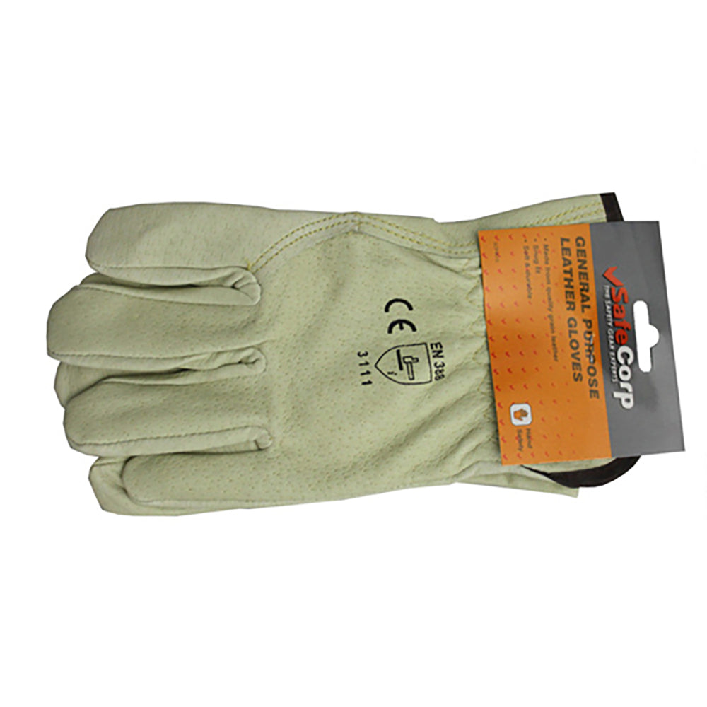 2PK Safecorp PPE Safety General Purpose Gloves Pair Grain Leather