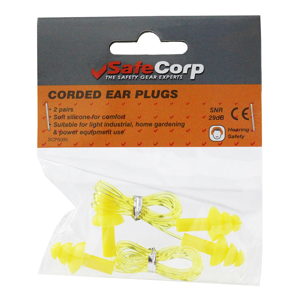 5x 2pc Safecorp Corded Ear Plugs Safety Hearing Protection