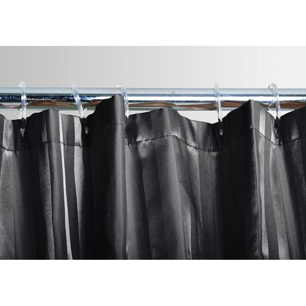 Jason Commercial Satin Stripe Shower Curtains w/ Rings Charcoal